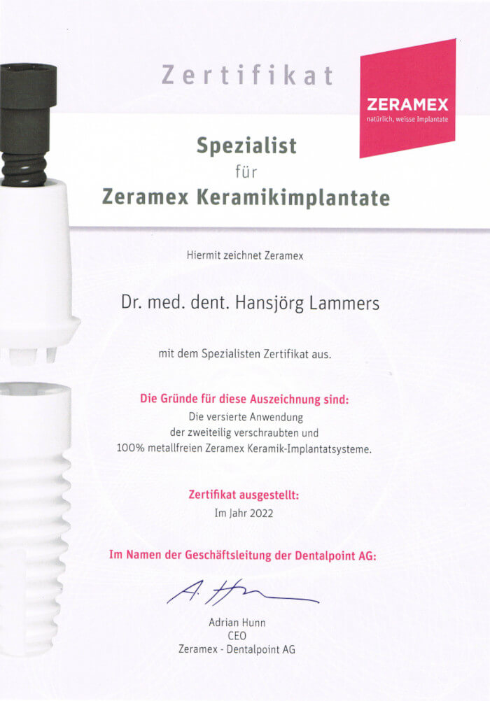 Zertifikat Zeramex